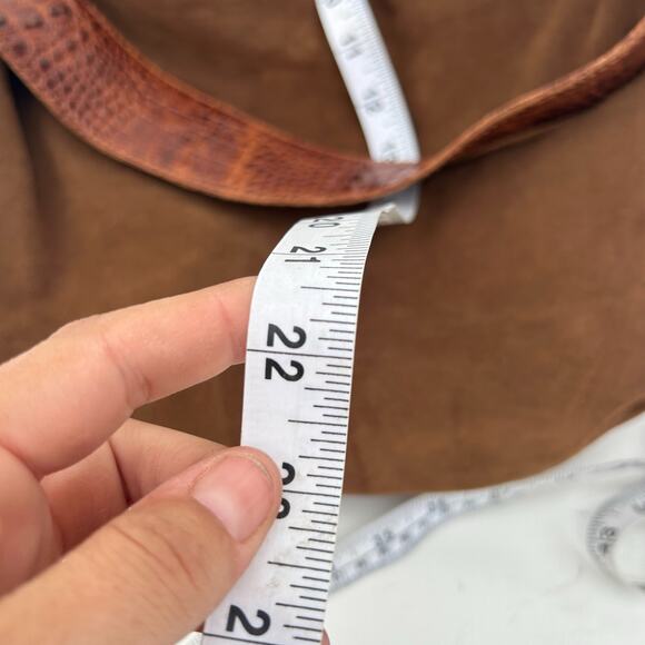 Daniella Lehavi Nevada Hobo Purse Suede Croc Shoulder Bag Suede Leather Camel - Picture 16 of 16